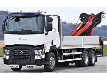 Crane truck, Dropside/ Flatbed truck Renault C 460 * HMF 1510 K6 + FUNK * 6x4: picture 3