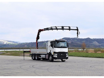 Crane truck, Dropside/ Flatbed truck Renault C 460 * HMF 1510 K6 + FUNK * 6x4: picture 2