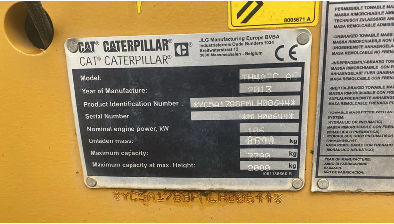 Agricultural machinery Caterpillar TH 407C AG 40 km uitvoering: picture 6