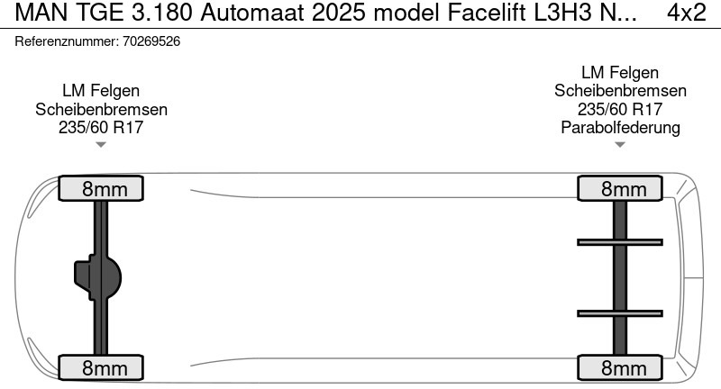 New Panel van MAN TGE 3.180 Automaat 2025 model Facelift L3H3 Navi CarPlay Camera L2H2 11m3 Airco Cruise control: picture 19